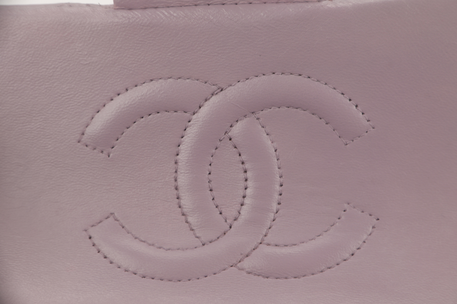 CHANEL VINTAGE CLASSIC FLAP MINI SQUARE (795xxxx) LILAC LAMBSKIN GOLD HARDWARE WITH  AND DUST COVER