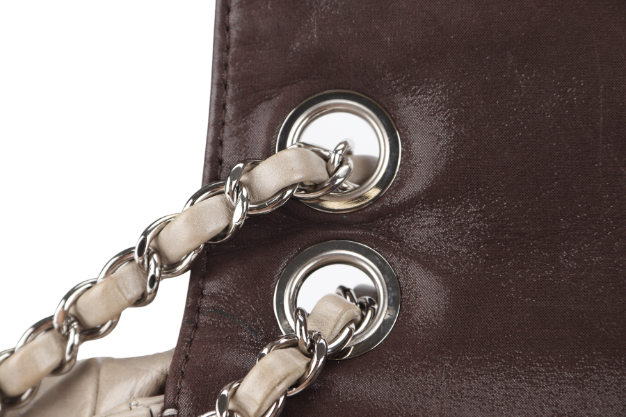 CHANEL TWO WAY TOTE BAG (12995xxxx) GREY MEDIUM EDGE CALFSKIN SILVER HARDWARE NO DUST COVER