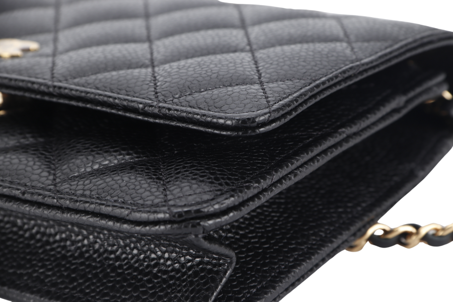 CHANEL WALLET ON CHAIN (JT7Xxxxx) BLACK CAVIAR LEATHER GOLD HARDWARE WITH DUST COVER AND BOX