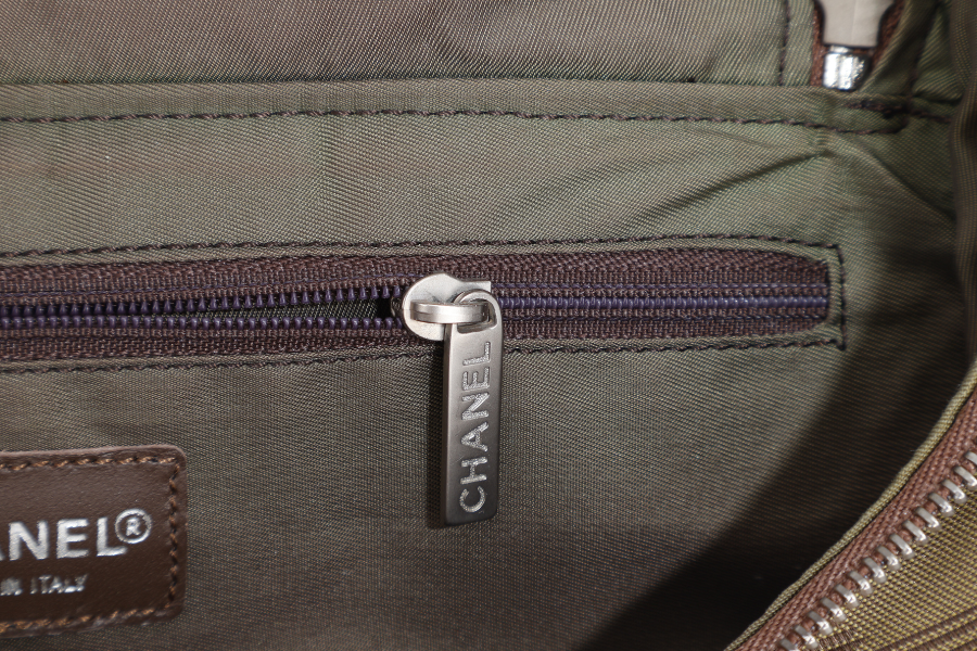 CHANEL SPORTS LINE BACKPACK (705xxxx) GREEN CANVAS SILVER HARDWARE WITH  AND DUST COVER