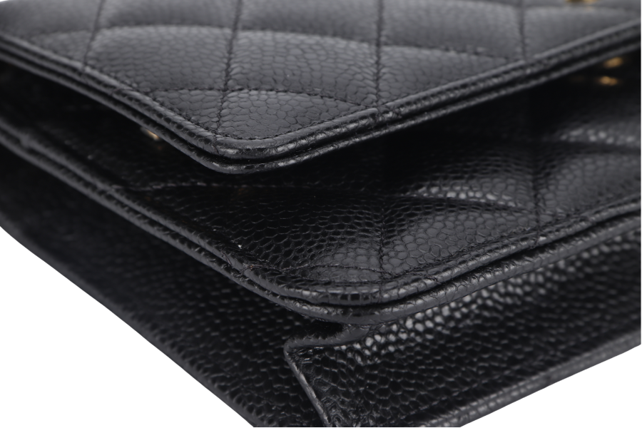 CHANEL WALLET ON CHAIN (JT7Xxxxx) BLACK CAVIAR LEATHER GOLD HARDWARE WITH DUST COVER AND BOX