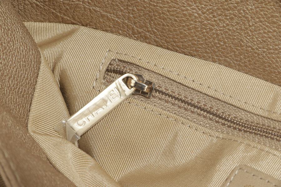 CHANEL TRIANON MESSENGER BAG (1746xxxx) GOLD DISTRESSED LEATHER GOLD HARDWARE WITH DUST COVER ,  AND BOX