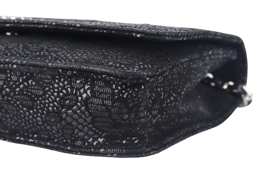 CHANEL W.O.C FLOWER LACE (1895xxxx) BLACK EMBOSSED GOATSKIN SILVER HARDWARE NO DUST COVER