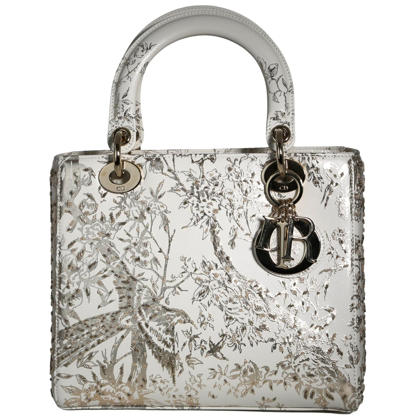 Dior Medium White Embroidered Lady