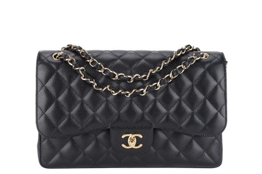 CHANEL CLASSIC FLAP JUMBO (1932xxxx) BLACK GOLD HARDWARE WITH DUST COVER AND BOX