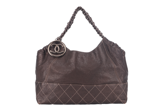 CHANEL COCO CABAS (1167xxxx) METALLIC LEATHER BRONZE HARDWARE NO DUST COVER