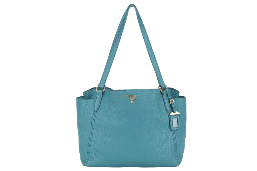 PRADA BR4970 SHOULDER BAG PAVONE VITTELO DAINO LEATHER GOLD HARDWARE WITH CARD