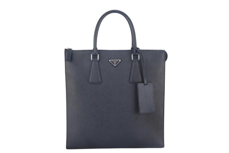 PRADA MEDIUM TOTE BAG (2VG079) BLACK SAFFIANO LEATHER SILVER HARDWARE NO DUST COVER