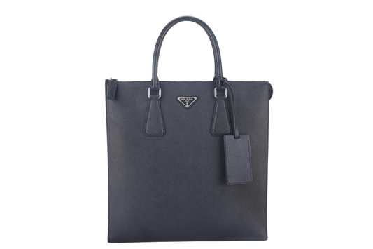 PRADA MEDIUM TOTE BAG (2VG079) BLACK SAFFIANO LEATHER SILVER HARDWARE NO DUST COVER