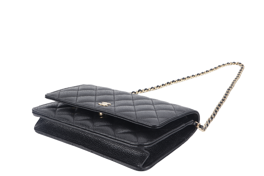CHANEL WALLET ON CHAIN (JT7Xxxxx) BLACK CAVIAR LEATHER GOLD HARDWARE WITH DUST COVER AND BOX