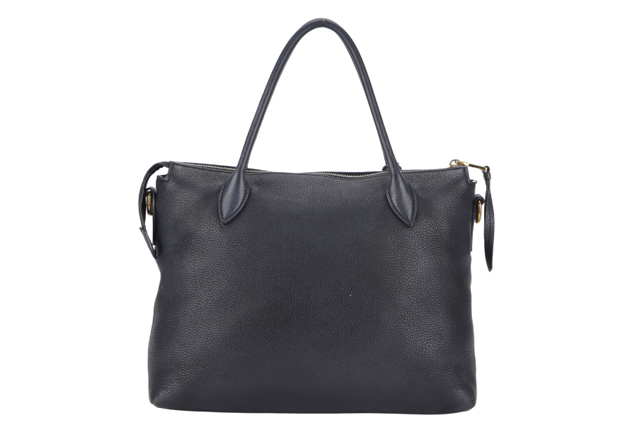 PRADA VITELLO MEDIUM BLACK LEATHER 2WAYS BAG GOLD HARDWARE WITH STRAP