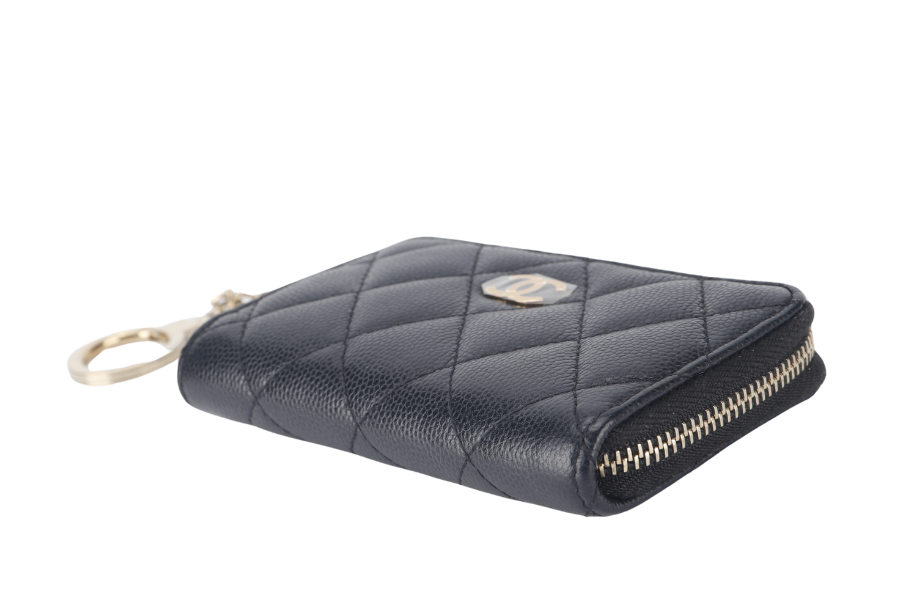 CHANEL L SHAPE ZIPPY  HOLDER (2836xxxx) BLACK CAVIAR LGHW NO  WITH BOX