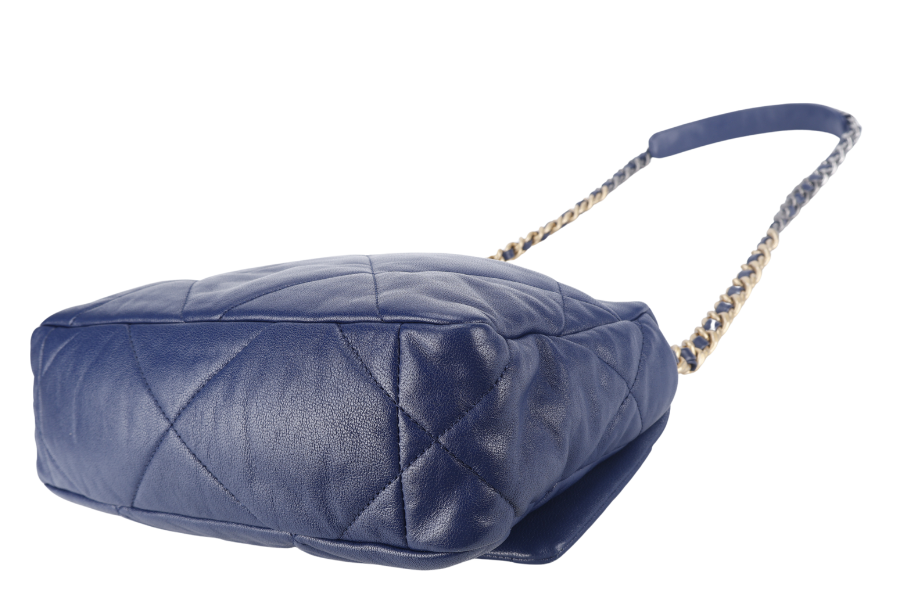 CHANEL C19 (2943xxxx) SMALL ELECTRIC BLUE CLAFSKIN MIX HARDWARE WITH DUST COVER,  AND BOX