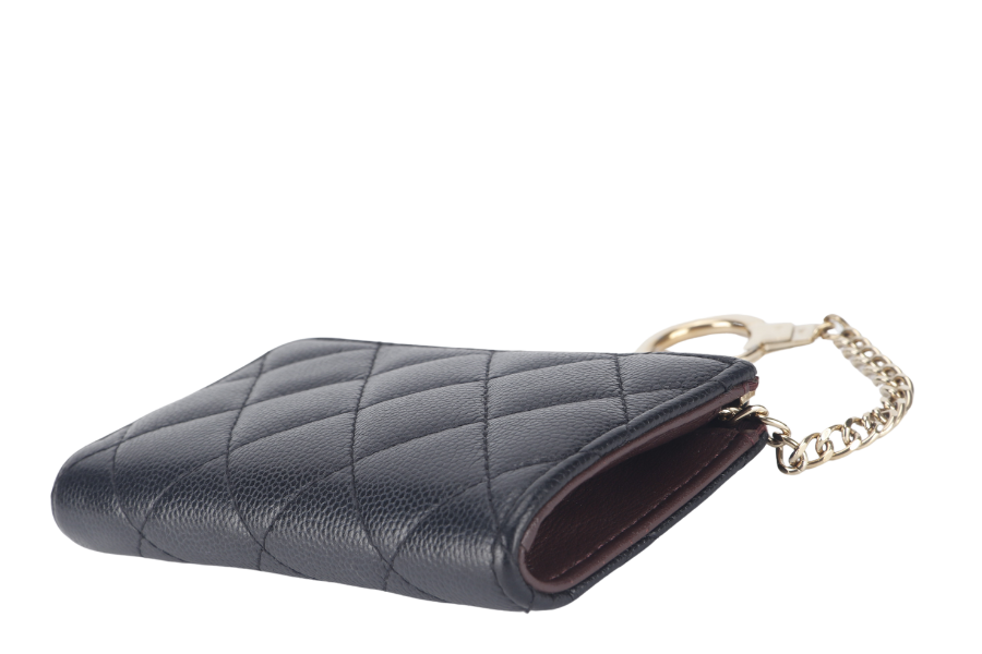 CHANEL L SHAPE ZIPPY  HOLDER (2836xxxx) BLACK CAVIAR LGHW NO  WITH BOX