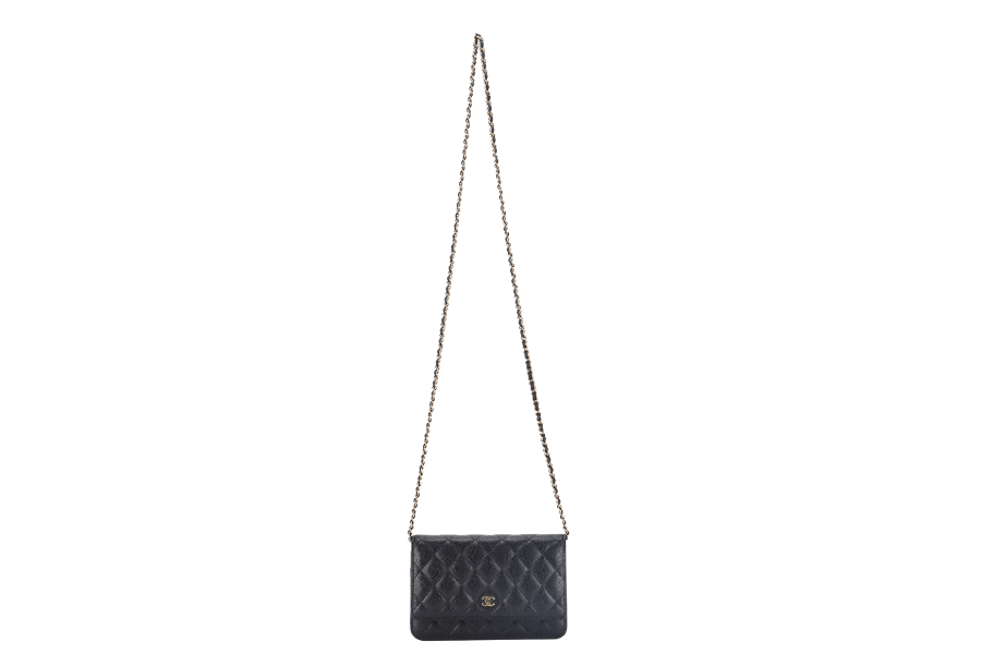 CHANEL WALLET ON CHAIN (JT7Xxxxx) BLACK CAVIAR LEATHER GOLD HARDWARE WITH DUST COVER AND BOX