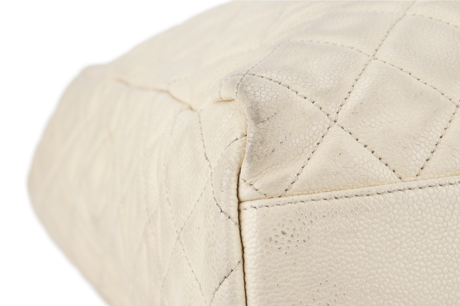 CHANEL TOTE BAG LARGE (1784xxxx) CREAM & GREY OMBRE CAVIAR LEATHER SILVER HARDWARE WITH DUST COVER
