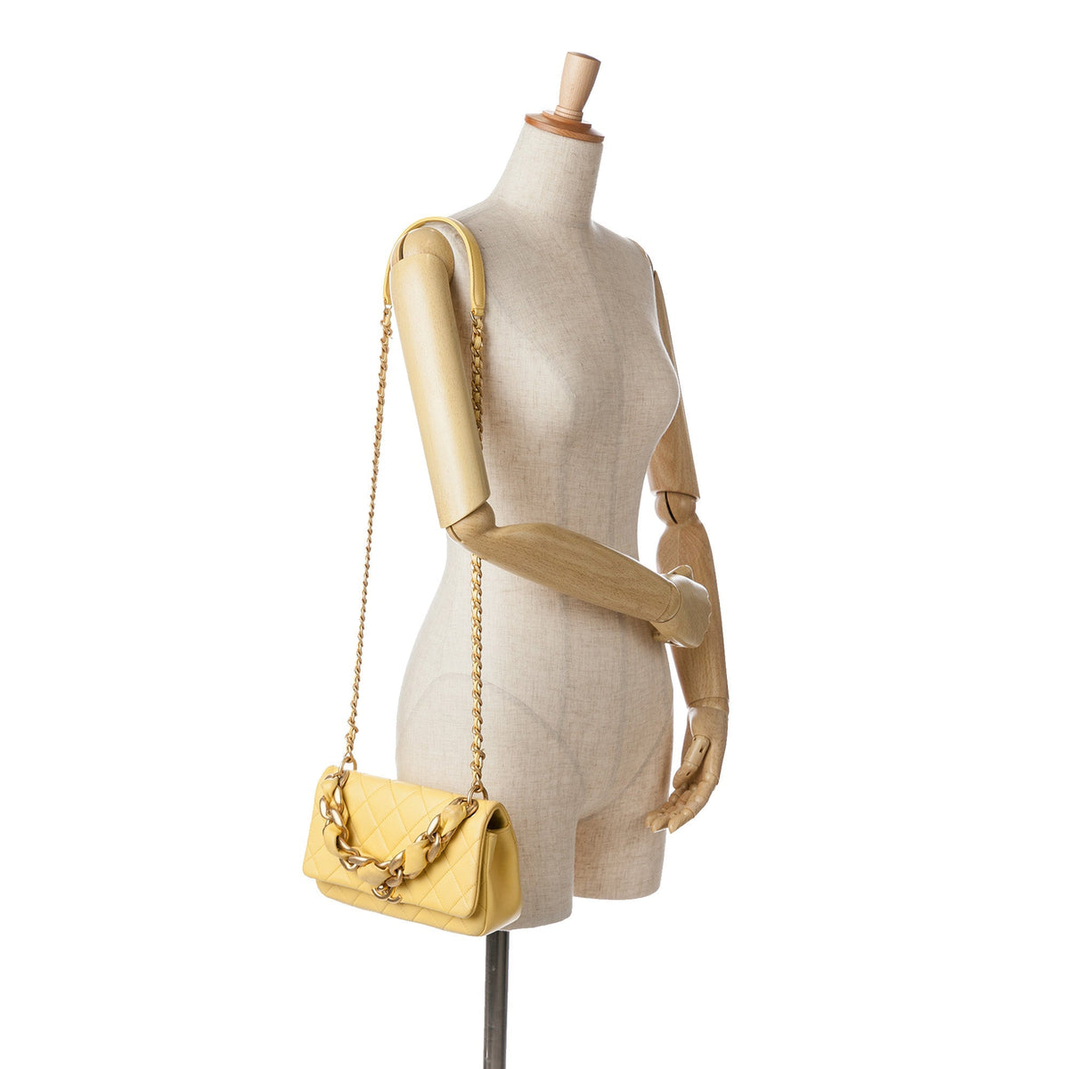 Yellow Chanel Quilted Lambskin Chain Is More Flap Satchel