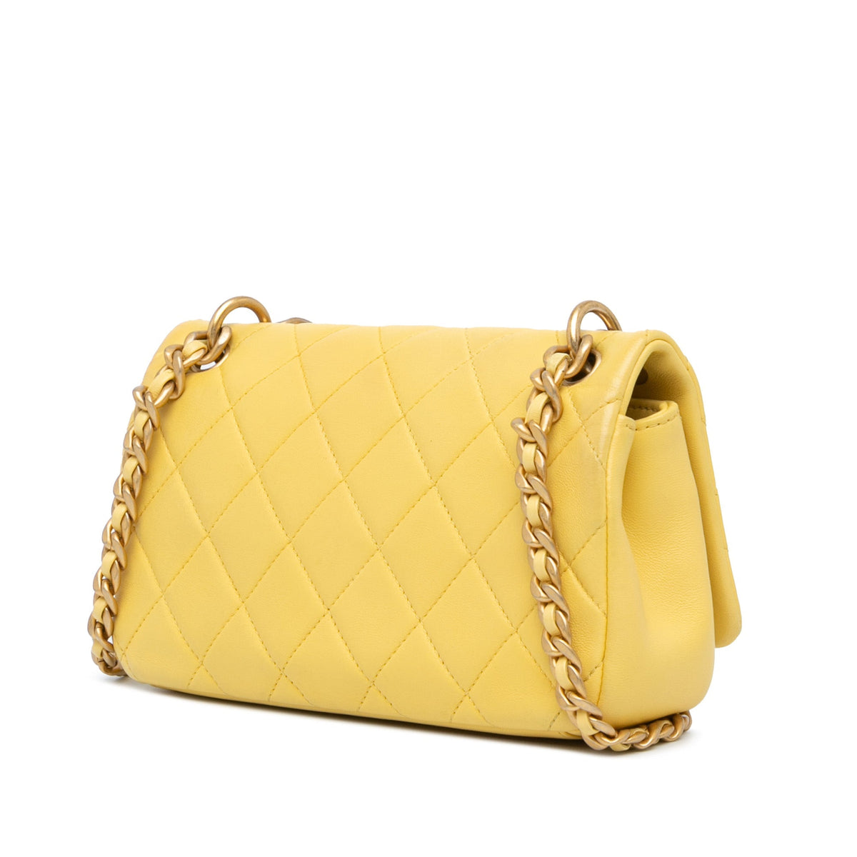 Yellow Chanel Quilted Lambskin Chain Is More Flap Satchel