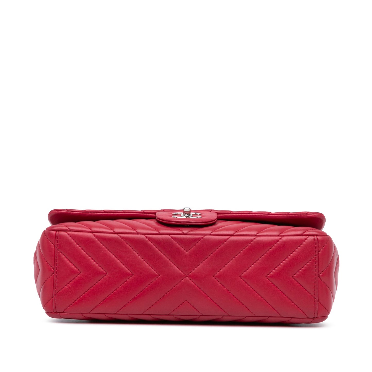 Red Chanel Maxi Classic Chevron Lambskin Single Flap Shoulder Bag