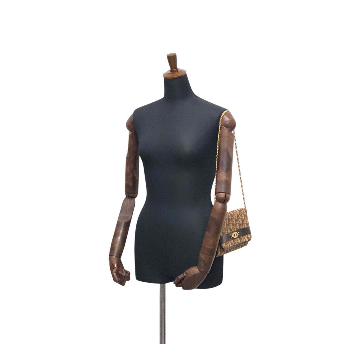 Christian Dior Trotter Chain Shoulder bag Brown Vintage mdfdd4