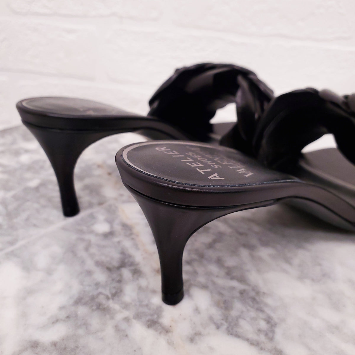 VALENTINO BLACK ROSETTE KITTEN HEELS - SIZE 37.5