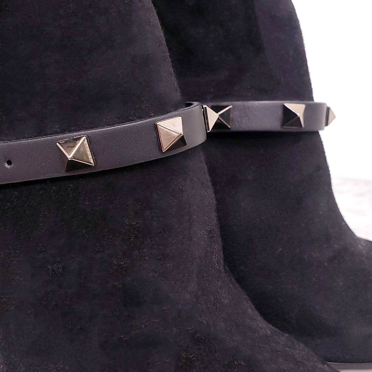 VALENTINO BLACK SUEDE ROCKSTUD BOOTIES - SIZE 35