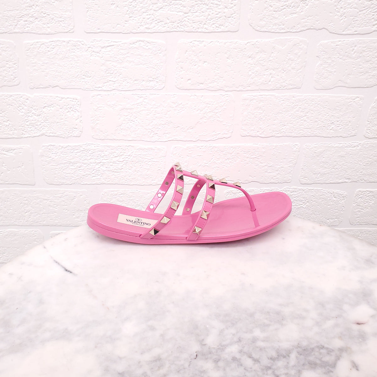 VALENTINO PINK ROCKSTUD JELLY SANDALS - SIZE 36