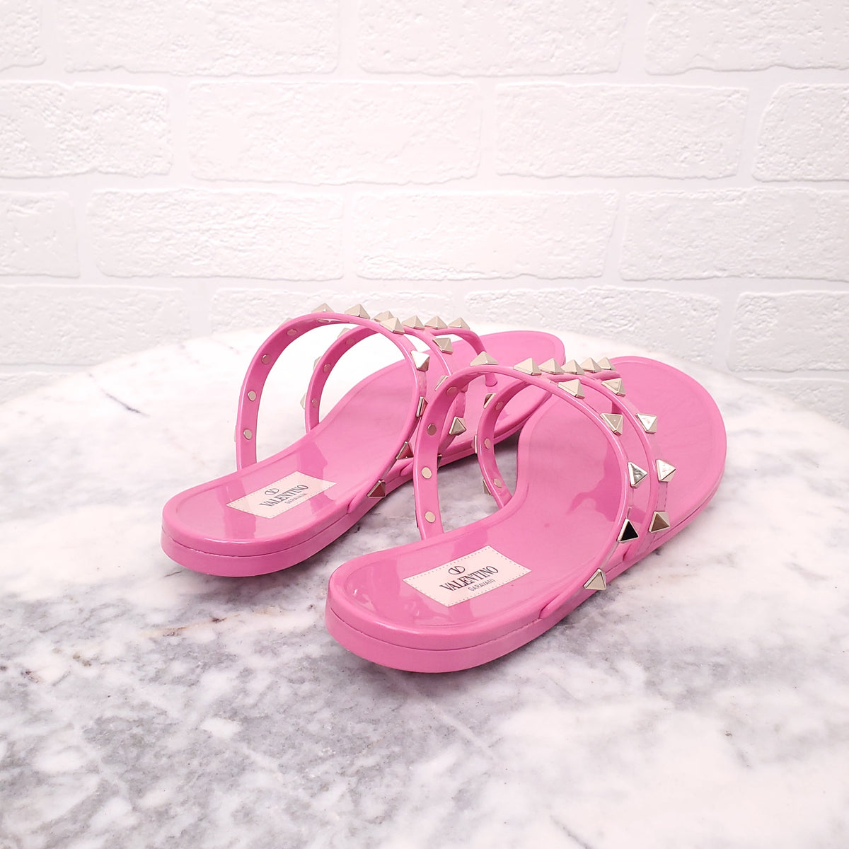 VALENTINO PINK ROCKSTUD JELLY SANDALS - SIZE 36