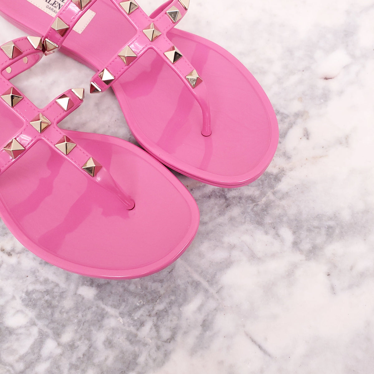 VALENTINO PINK ROCKSTUD JELLY SANDALS - SIZE 36
