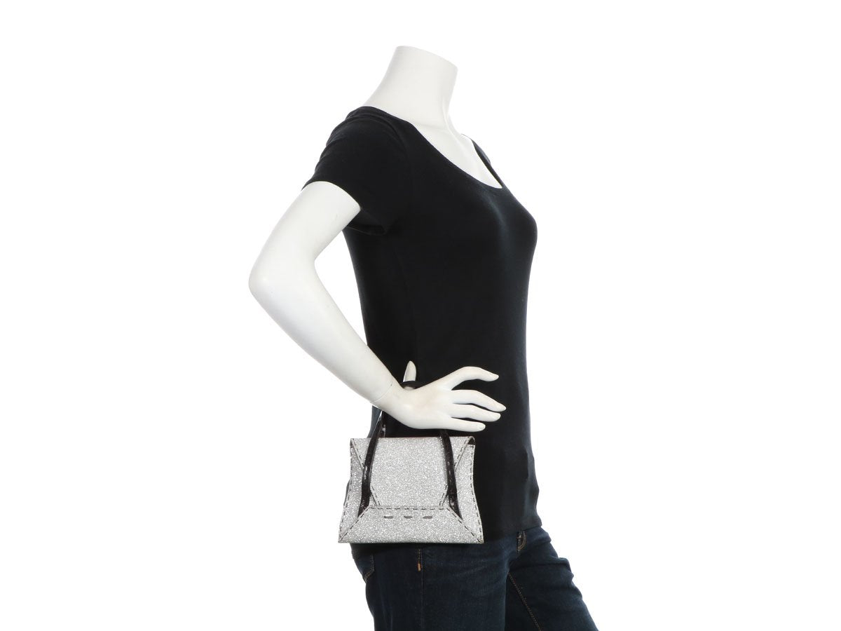 VBH Silver and Black Manilla Glitter Handle Bag