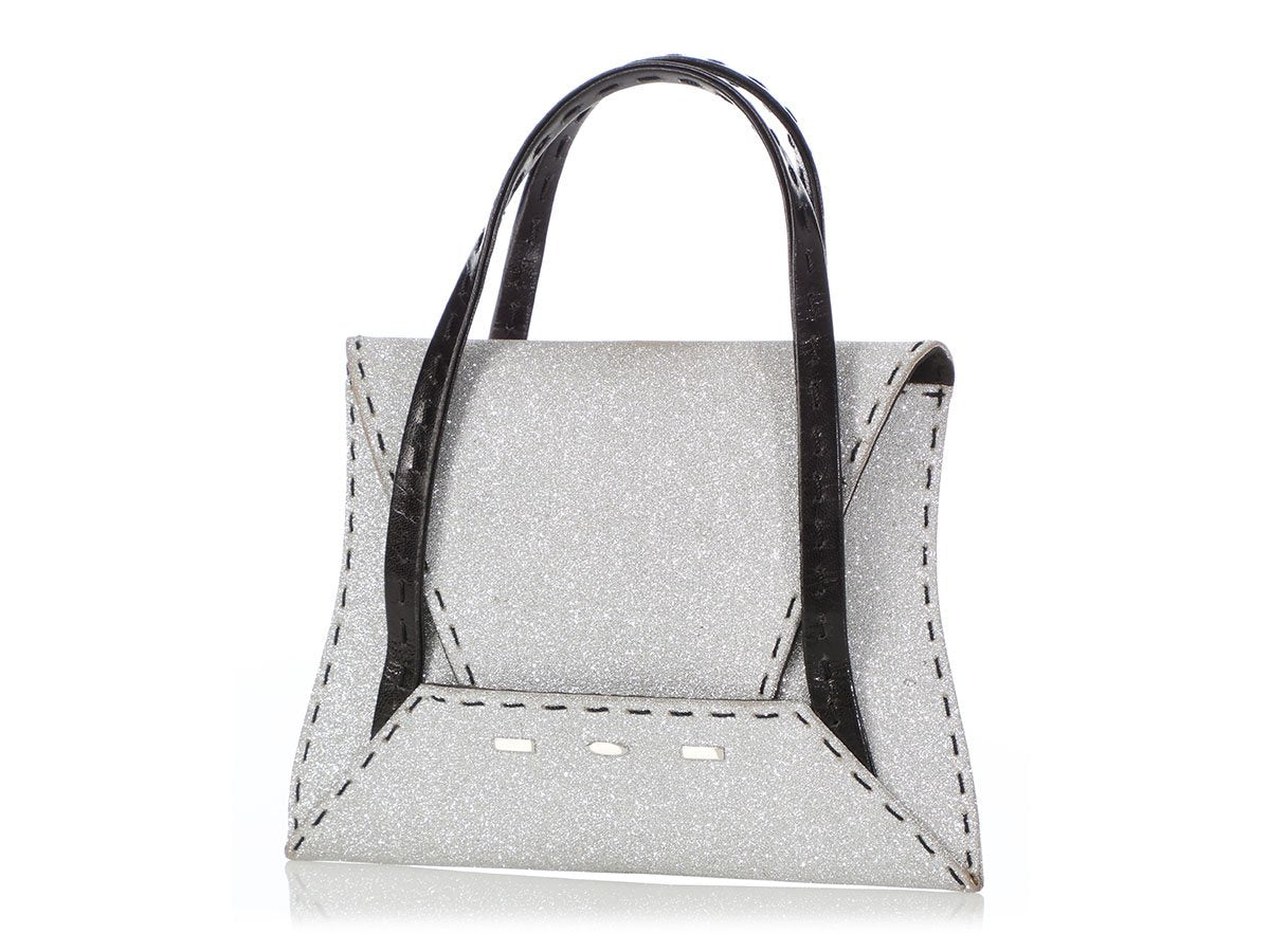 VBH Silver and Black Manilla Glitter Handle Bag