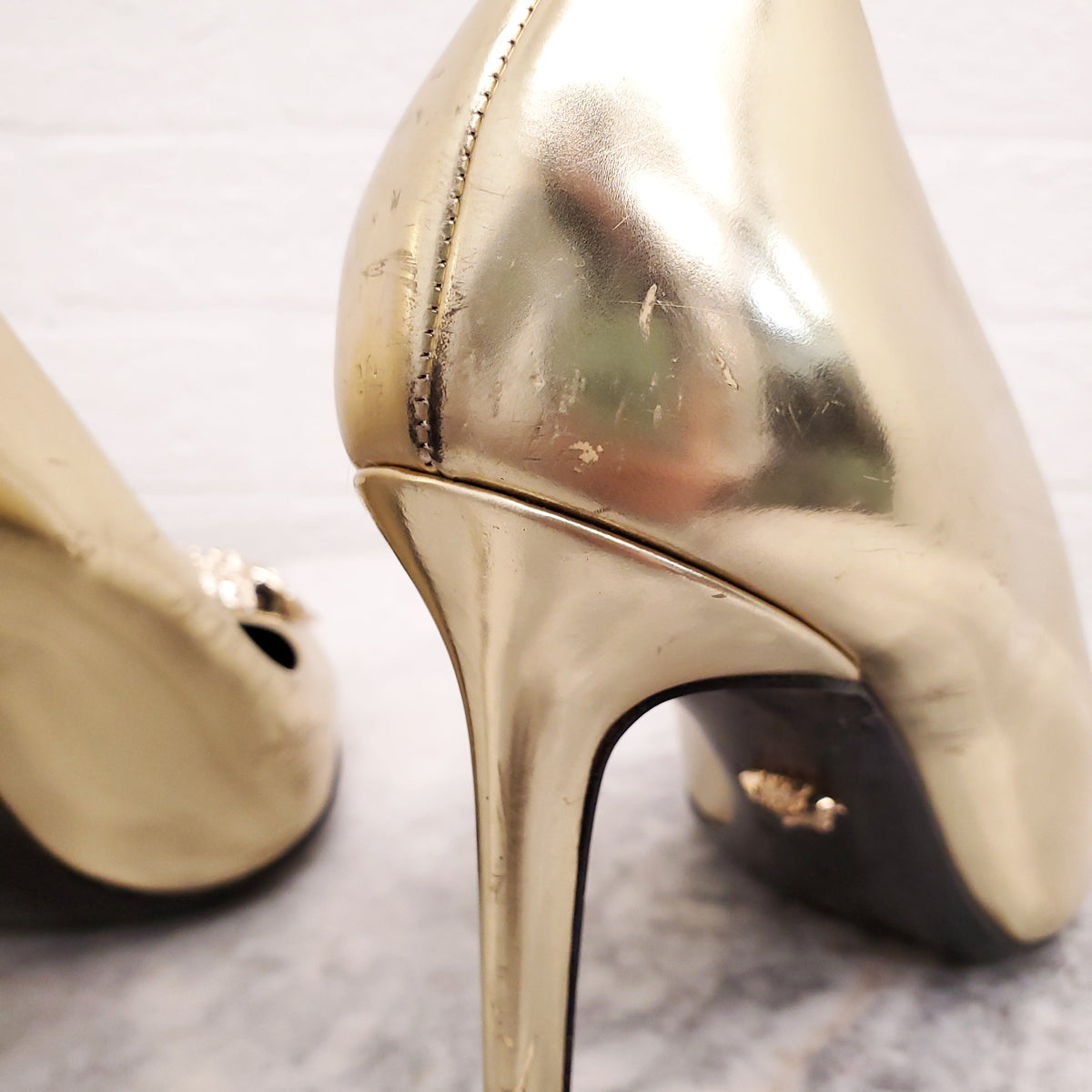 VERSACE GOLD MEDUSA HEELS - SIZE 38
