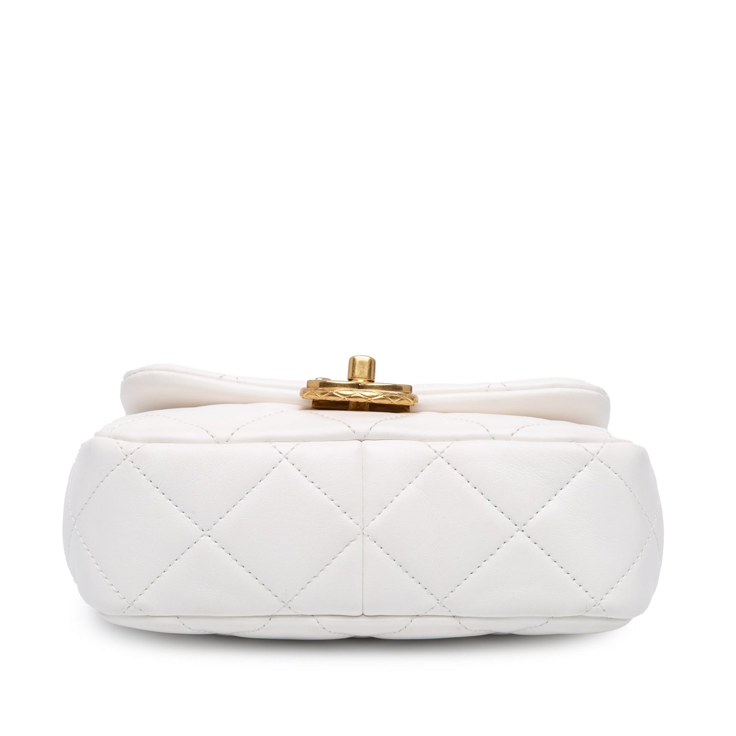 White Chanel Mini Quilted Lambskin Messenger Flap Crossbody Bag