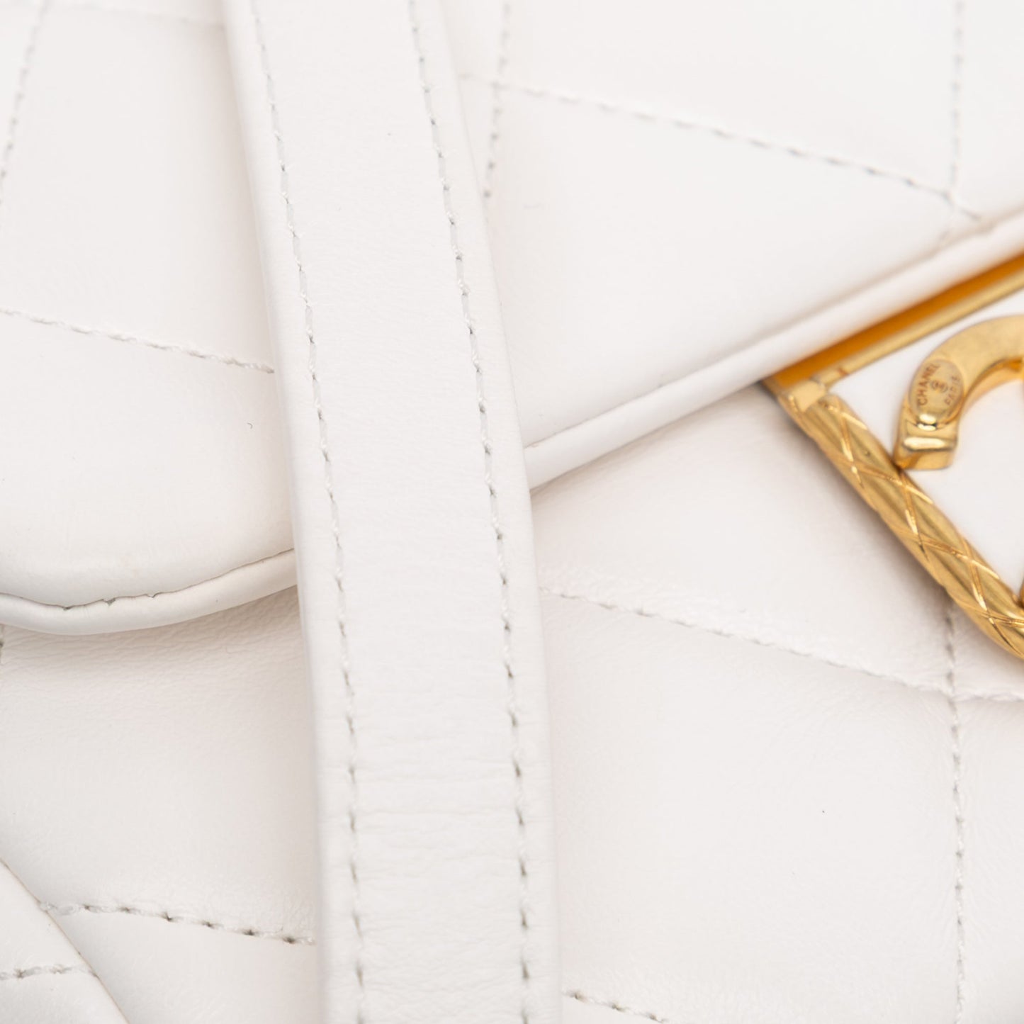 White Chanel Mini Quilted Lambskin Messenger Flap Crossbody Bag