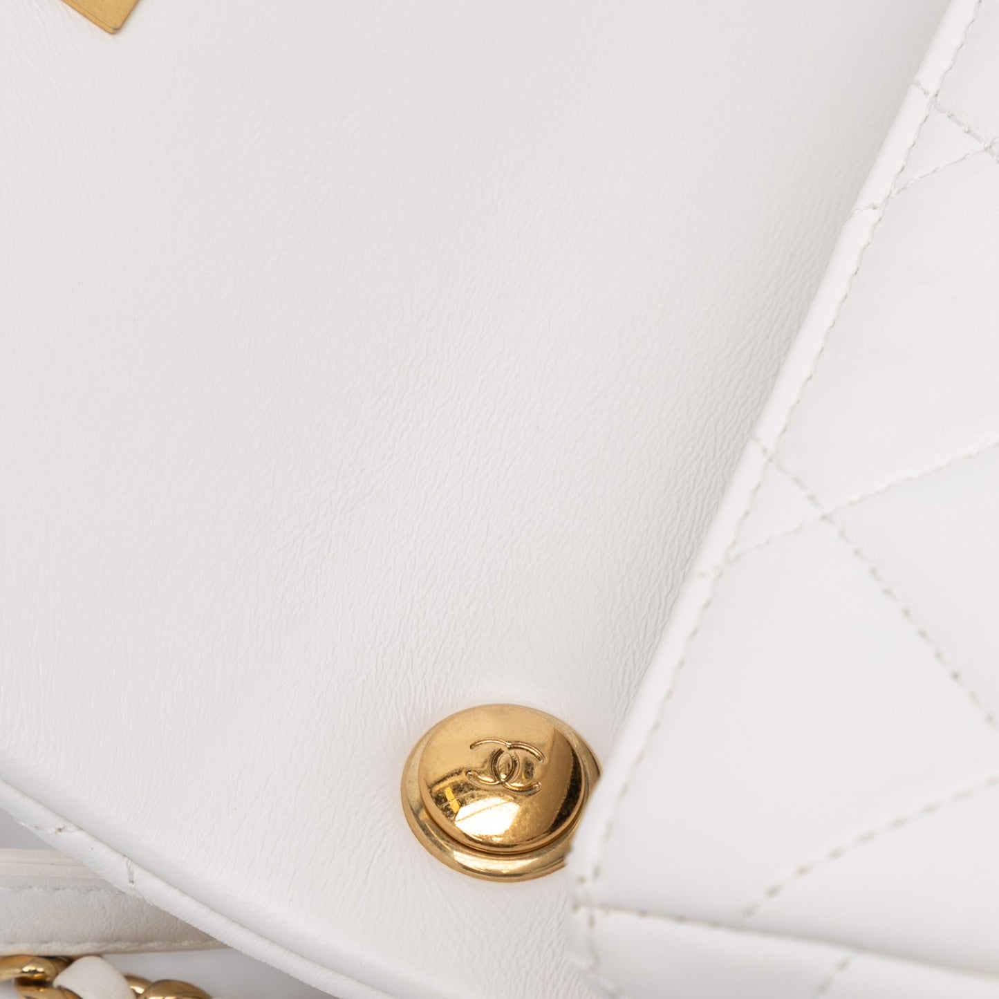 White Chanel Mini Quilted Lambskin Messenger Flap Crossbody Bag