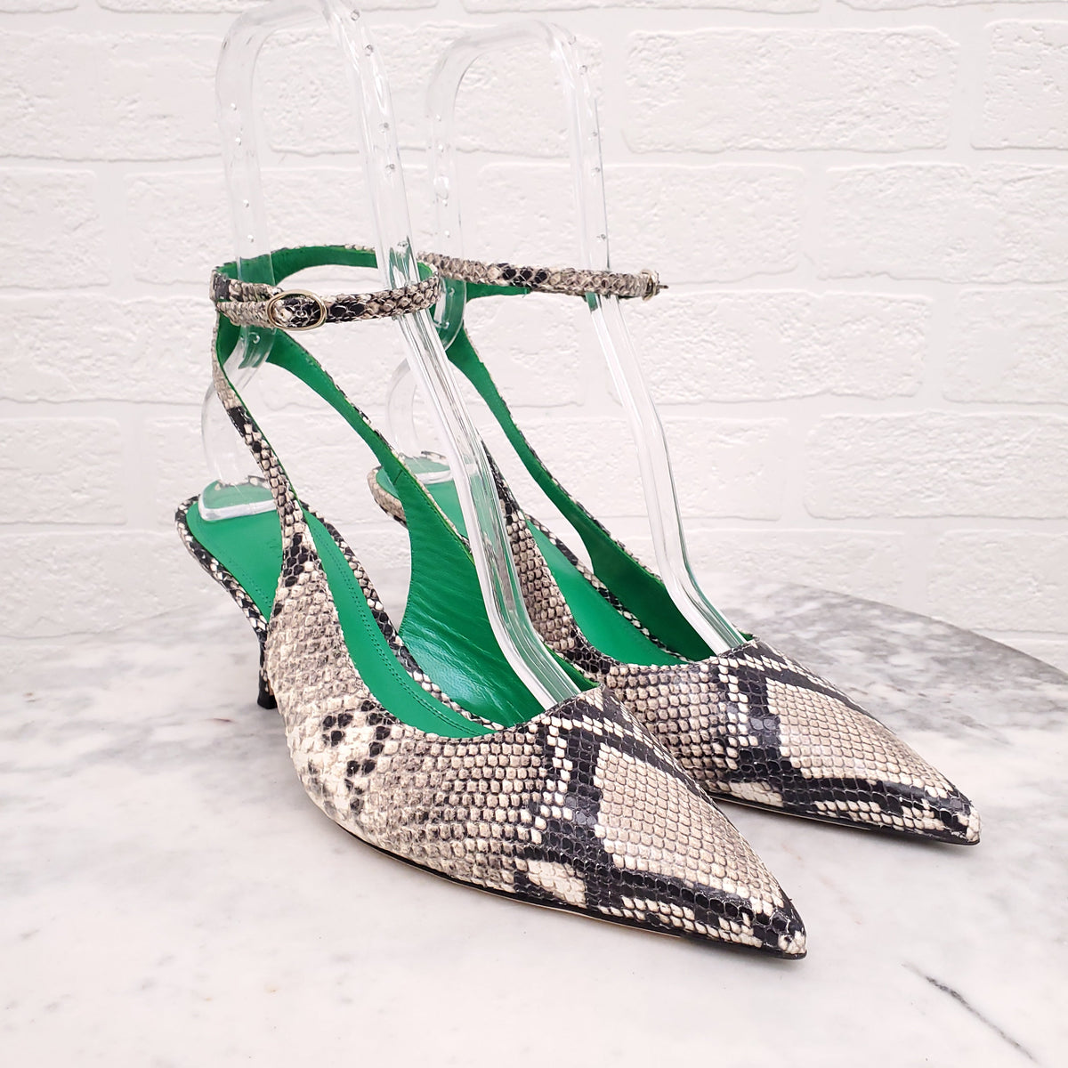 VICTORIA BECKHAM SNAKESKIN KITTEN HEELS - SIZE 39