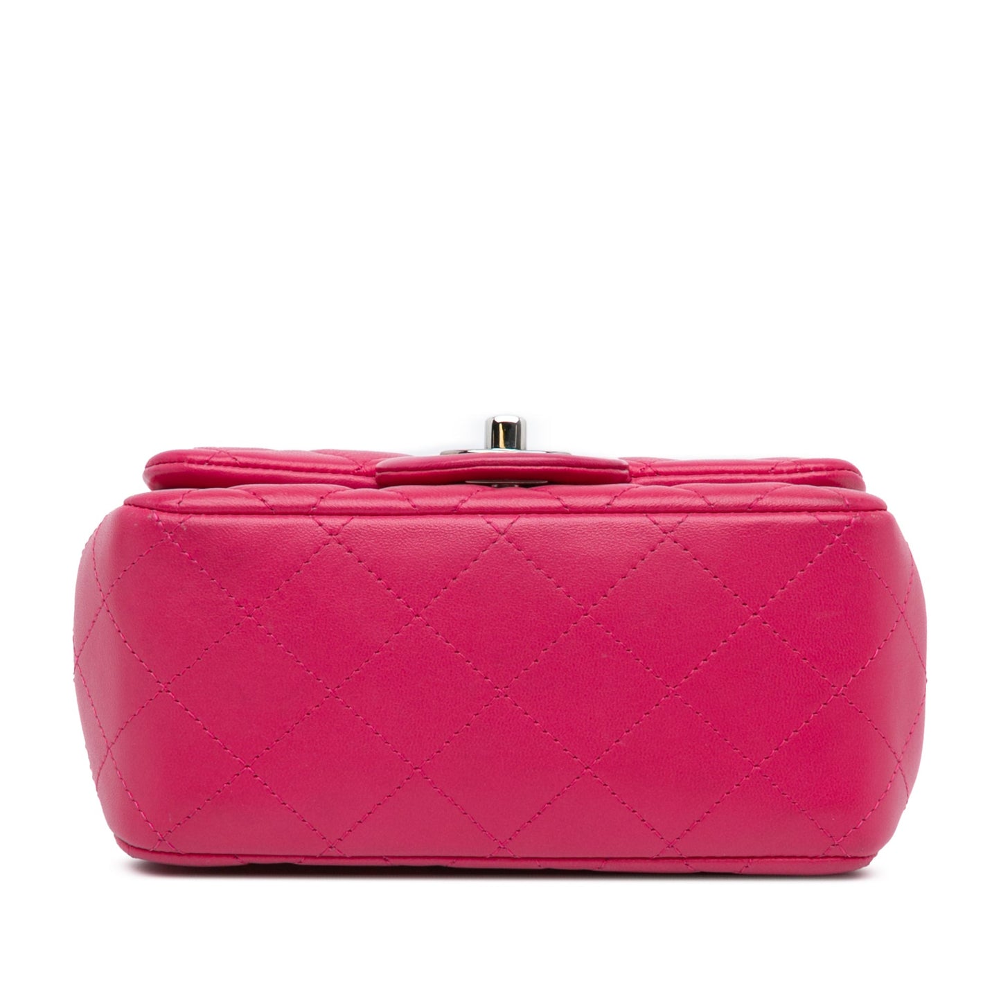 Pink Chanel Mini Square Classic Lambskin Single Flap Crossbody Bag