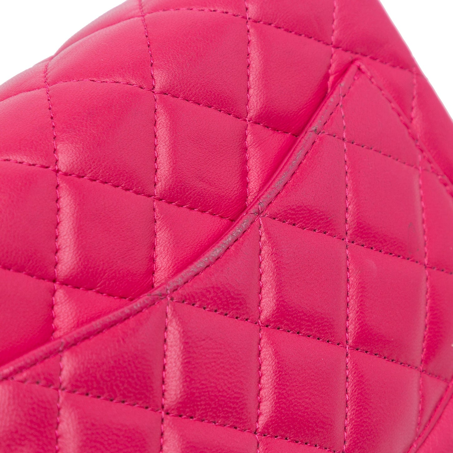 Pink Chanel Mini Square Classic Lambskin Single Flap Crossbody Bag