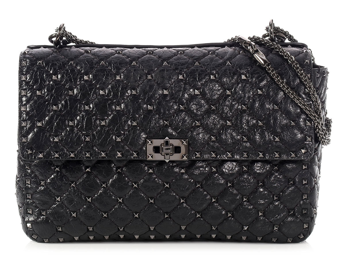 Valentino Large Black Rockstud Spike Chain Bag