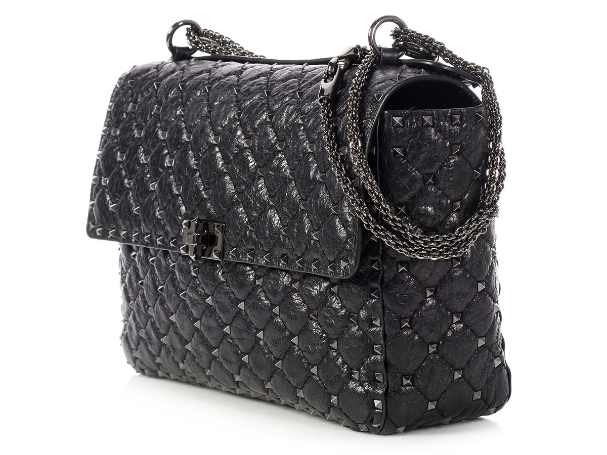 Valentino Large Black Rockstud Spike Chain Bag