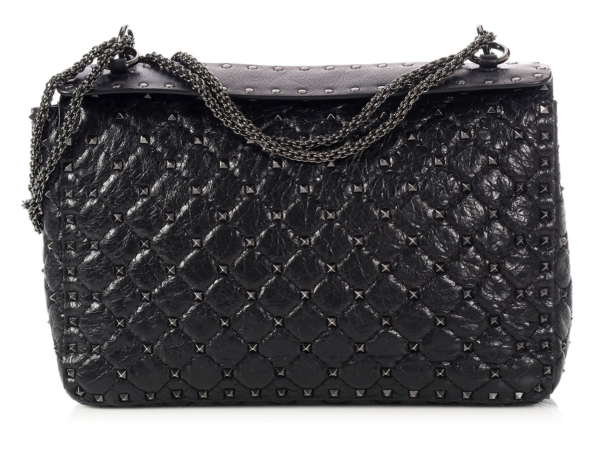 Valentino Large Black Rockstud Spike Chain Bag