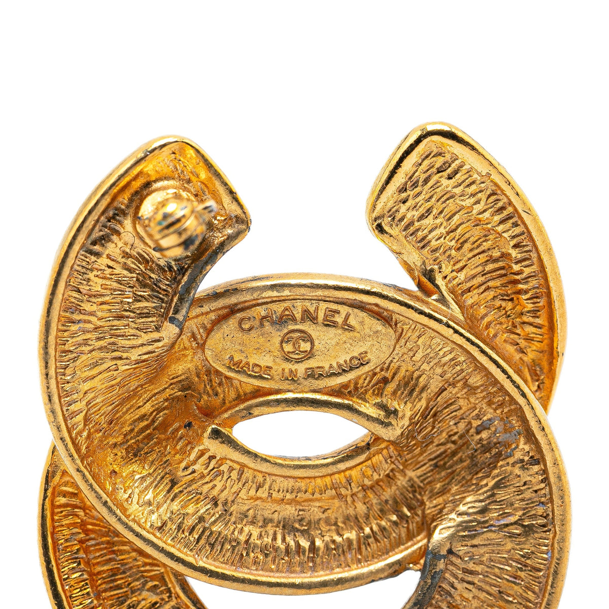 Gold Chanel Gold Plated CC Quilted Brooch
