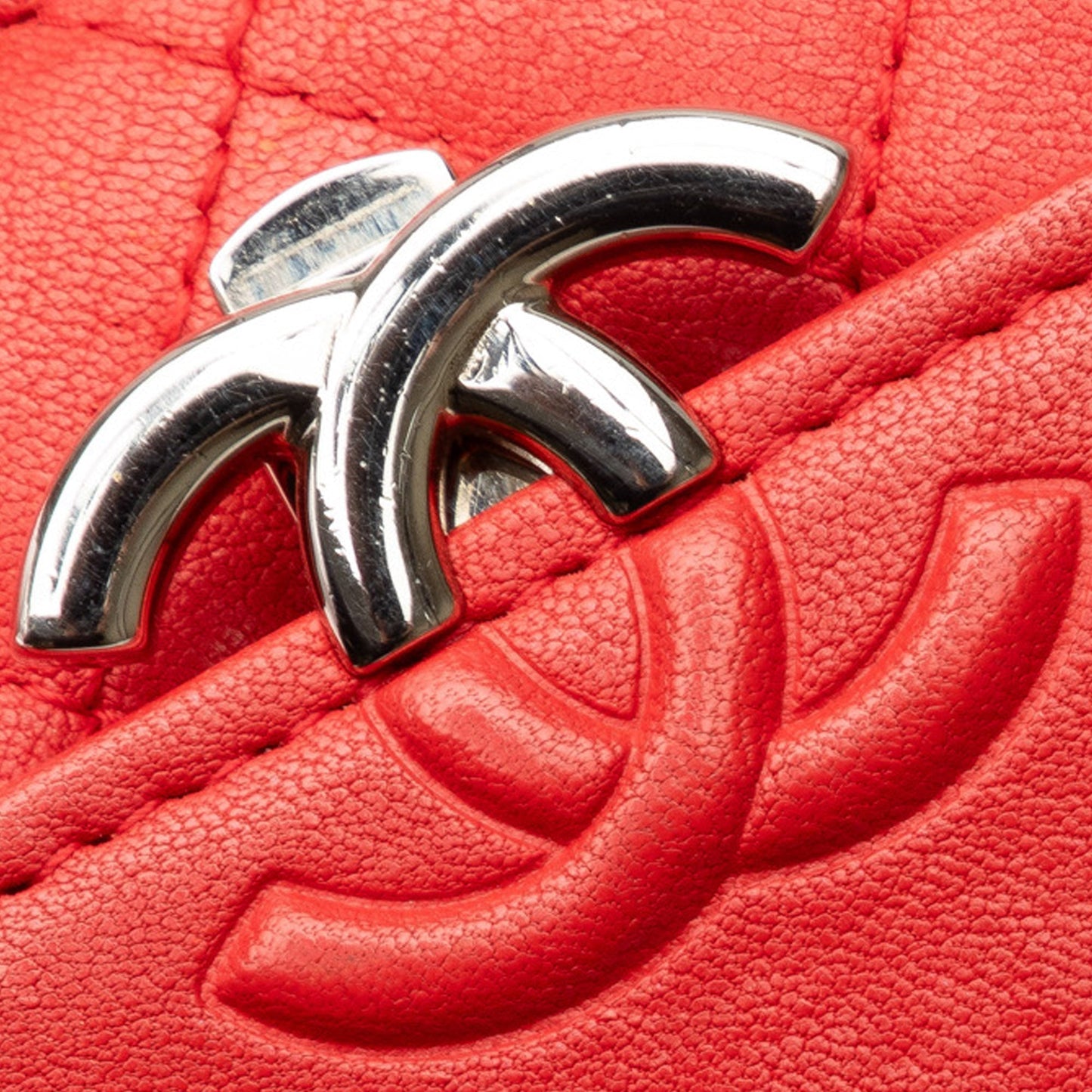 Red Chanel CC Lambskin Wallet on Chain Crossbody Bag