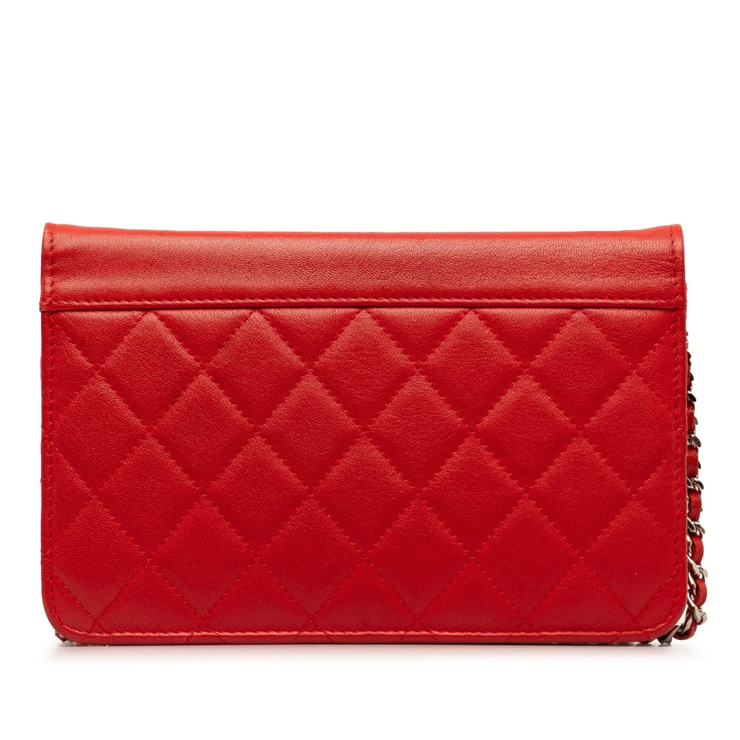 Red Chanel CC Lambskin Wallet on Chain Crossbody Bag