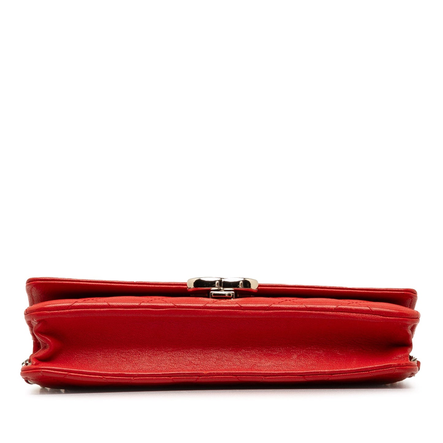 Red Chanel CC Lambskin Wallet on Chain Crossbody Bag