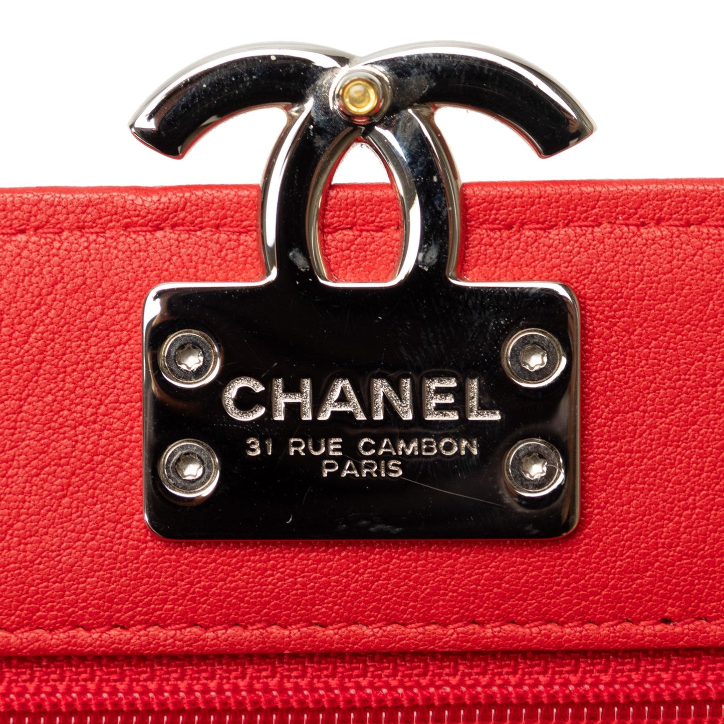 Red Chanel CC Lambskin Wallet on Chain Crossbody Bag