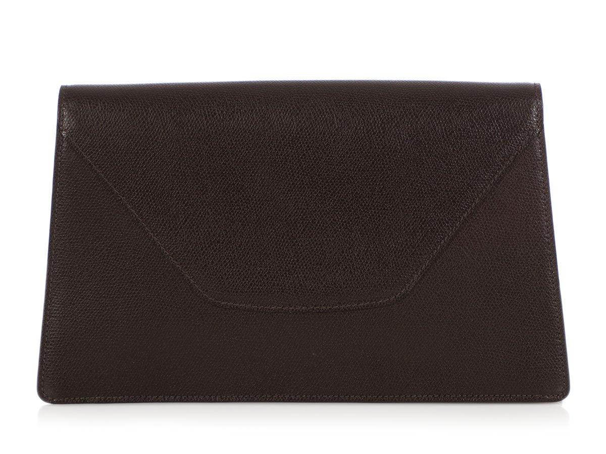 Valextra Dark Brown Iside Clutch