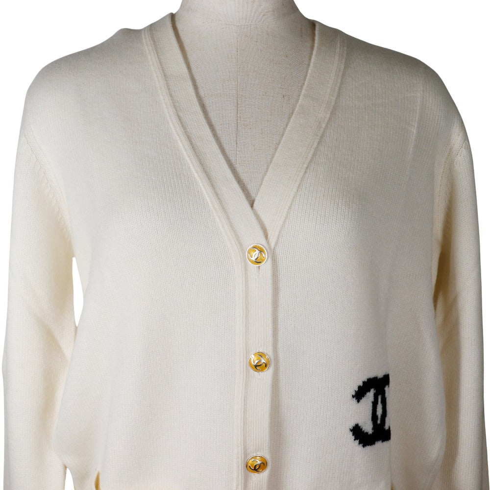 CHANEL cardigan P25866V01857 cashmere off white 05P COCO Mark 46