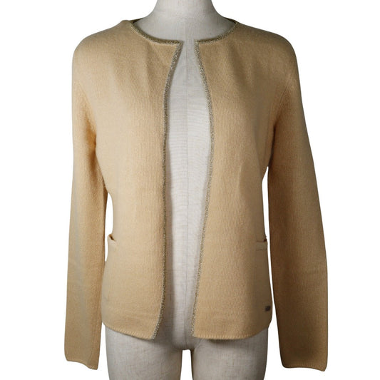 CHANEL cardigan P17019W02730 Cashmere, Polyester Beige / gold 01C piping 40