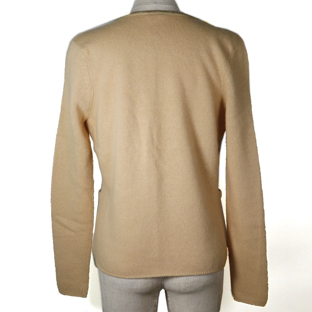 CHANEL cardigan P17019W02730 Cashmere, Polyester Beige / gold 01C piping 40